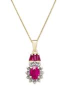 Ruby (1-1/3 Ct. T.w.) And Diamond (1/5 Ct. T.w.) Pendant Necklace In 14k Gold