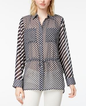 Tommy Hilfiger Sheer Drawstring Blouse, Created For Macy's