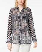 Tommy Hilfiger Sheer Drawstring Blouse, Created For Macy's