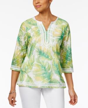 Alfred Dunner Bahama Bays Leaf-print Tunic
