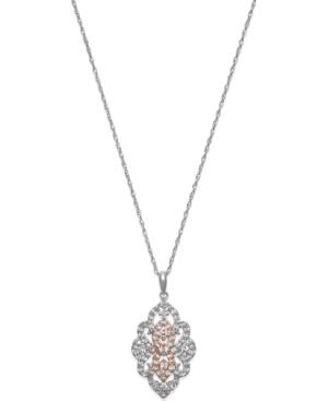 White Sapphire Antique Pendant Necklace In 14k Two-tone Gold (3/4 Ct. T.w.)
