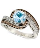 Aquamarine (1 Ct. T.w.) And Diamond (3/8 Ct. T.w.) Ring In 14k White Gold