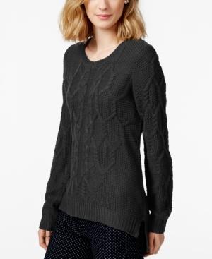 Hippie Rose Juniors' Mixed-knit High-low Pullover Tunic Sweater
