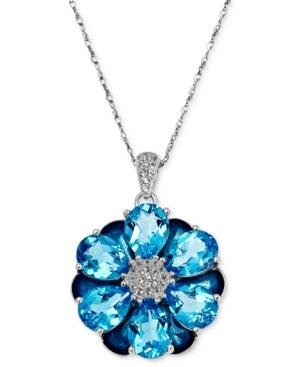 Town & Country Sterling Silver Necklace, Blue Topaz Flower Pendant (13-1/2 Ct. T.w.)