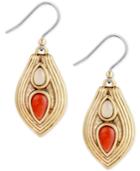 Lucky Brand Gold-tone Stone Textured Teardrop Drop Earrings