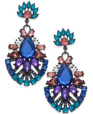 Inc International Concepts Hematite-tone Multi-stone Chandelier Earrings, Created For Macy's