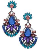 Inc International Concepts Hematite-tone Multi-stone Chandelier Earrings, Created For Macy's