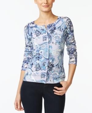 Charter Club Button-front Cardigan Sweater, Paisley Print