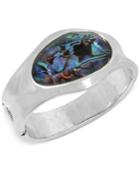 Robert Lee Morris Soho Silver-tone Abalone-look Hinged Bangle Bracelet