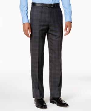 Ryan Seacrest Distinction Slim-fit Gray & Blue Plaid Pants, Created For Macy's