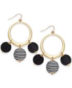 I.n.c. Large Gold-tone Wrapped Ball Drop Hoop Earrings, Created For Macy's