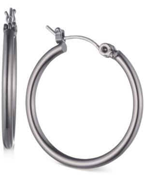 Nine West Hematite-tone Hoop Earrings