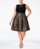 Jessica Howard Plus Size Striped Fit & Flare Dress