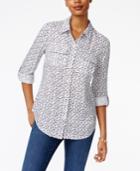 Charter Club Petite Anchor-print Shirt, Only At Macy's