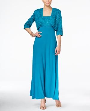 R & M Richards Sequined Lace Gown And Jacket