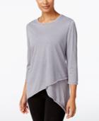 Calvin Klein Performance Asymmetrical-hem Heathered Top