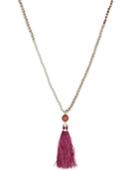Kate Spade New York Gold-tone Stone And Feather Tassel Pendant Necklace