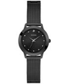 Guess Women's Diamond-accent Black Stainless Steel Mesh Bracelet Watch 30mm