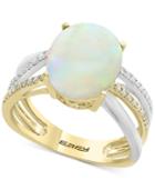 Effy Opal (2-1/2 Ct. T.w.) & Diamond (1/8 Ct. T.w.) Two-tone Ring In 14k Gold & White Gold