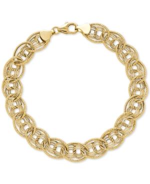 Multi-ring Textured Chain Link Bracelet In 10k Gold