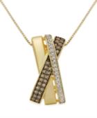 Diamond X-necklace (1/3 Ct. T.w.) In 14k Gold Vermeil And Sterling Silver