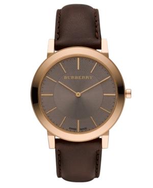 Burberry Watch, Men's Swiss Brown Leather Strap 30mm Bu2354