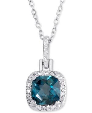 London Blue Topaz (1-1/2 Ct. T.w.) & Diamond Accent 18 Pendant Necklace In Sterling Silver