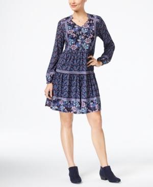 Style & Co Printed Peasant Dress In Regular & Petite Sizes, Created For Macy's