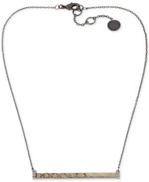 French Connection Silver-tone Faux Leather Wrap Bar Necklace