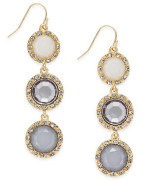 Inc International Concepts Gold-tone Gray Stone Triple Drop Earrings, Only At Macy's