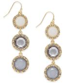 Inc International Concepts Gold-tone Gray Stone Triple Drop Earrings, Only At Macy's