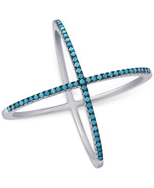 Manufactured Turquoise X Ring In Sterling Silver