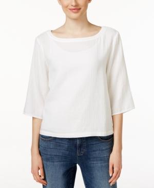 Eileen Fisher Bateau-neck Elbow-sleeve Top