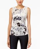 Calvin Klein Pleated Floral-print Shell