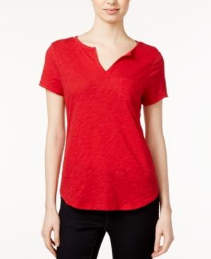 Maison Jules Short-sleeve Split-neck T-shirt, Only At Macy's