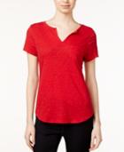 Maison Jules Short-sleeve Split-neck T-shirt, Only At Macy's