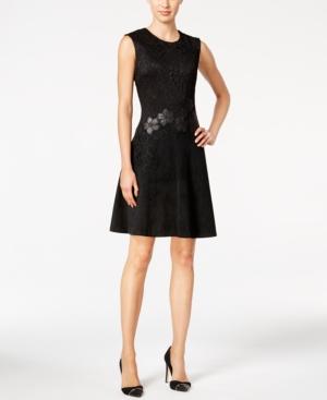Calvin Klein Faux-suede Lace Fit & Flare Dress
