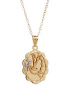 Two-tone Dove Let Peace Guide Your Heart Pendant Necklace In 10k Gold