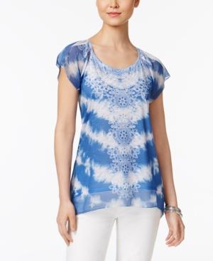 Style & Co Tie-dyed Studded Top, Created For Macy's
