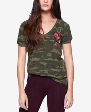 Sanctuary Embroidered Camo-print T-shirt