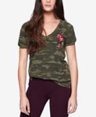 Sanctuary Embroidered Camo-print T-shirt
