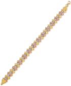 Tricolor Chevron Link Bracelet In 10k Gold, Rose Gold & White Rhodium-plate