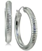 Giani Bernini Textured Tube Hoop Earrings In Sterling Silver, Only At Macy's