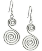 Double Swirl Drop Earrings In Sterling Silver