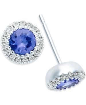Tanzanite (1/2 Ct. T.w.) And Diamond Accent Stud Earrings In 14k White Gold