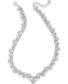 Charter Club Silver-tone Crystal Cluster V Necklace, Created For Macy's