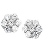 Wrapped In Love Diamond Cluster Flower Stud Earrings (1/2 Ct. T.w.) In 14k White Gold