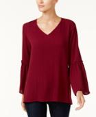 Style & Co Metallic Bell-sleeve Top, Created For Macy's