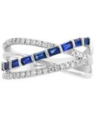 Effy Sapphire (1/2 Ct. T.w.) & Diamond (1/4 Ct. T.w.) Crisscross Ring In 14k White Gold