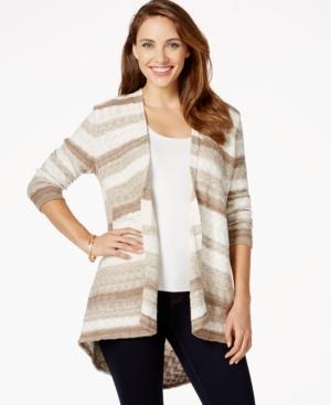 Style & Co. High-low Striped Cardigan, Only At Macy's